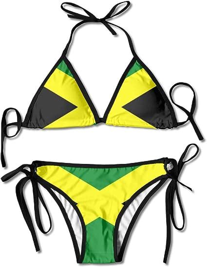 jamaican flag sexy thong soft padded bikini set two piece swimsuits black clothing