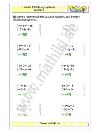 Es gibt verschiedene verfahren, ein lineares gleichungssystem zu lösen! Lineare Gleichungssysteme (IV) (Klasse 9/10) - mathiki.de