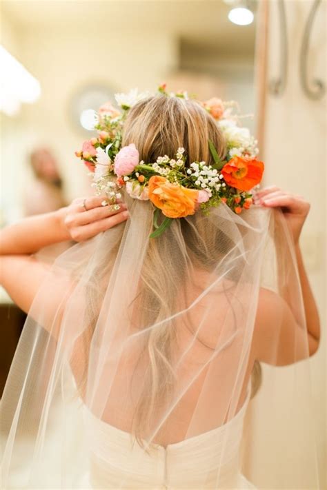 Flower Crown With Veil For Wedding One Day