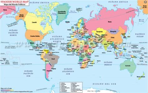 Buy World Map With Countries In Spanish