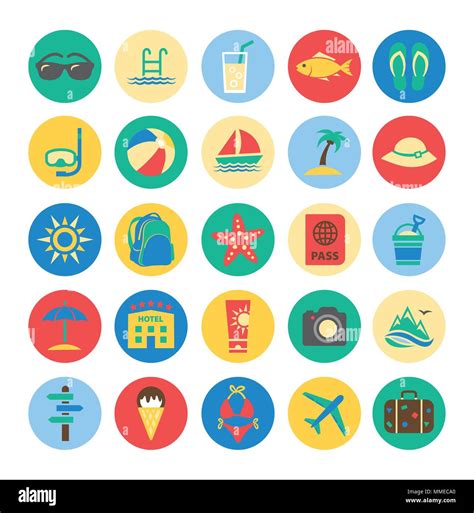 Summer Colorful Icons Stock Vector Image And Art Alamy