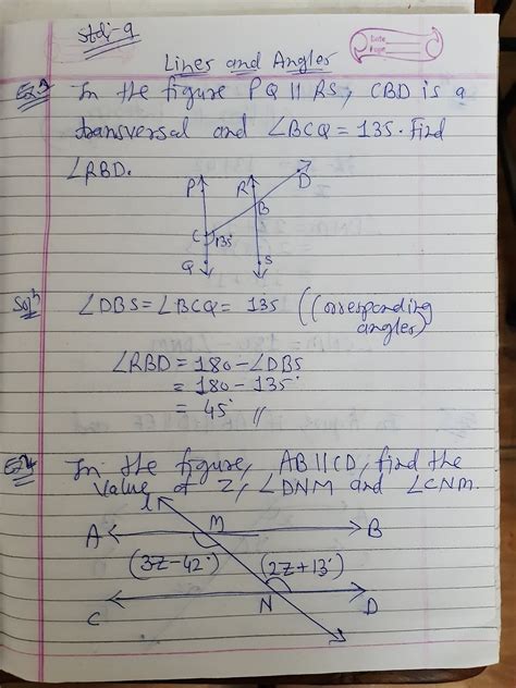 Contains solved exercises, review questions, mcqs, important questions and chapter overview. Math Grade 9th Lines and Angles 05/06/20 class work