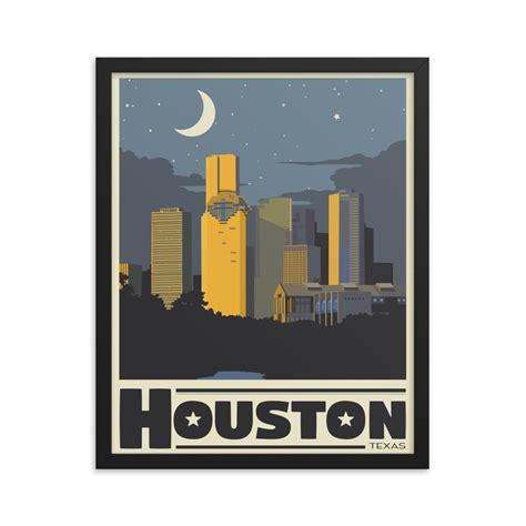 Houston Texas Vintage Travel Poster Framed Premium Photo Paper