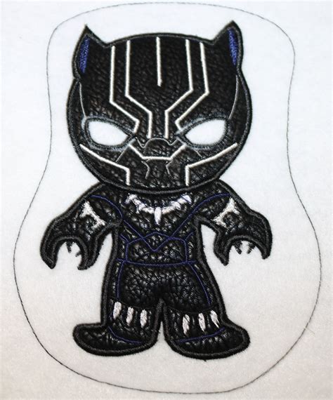 Black Panther Applique Design Marvel Super Hero Comic Big Head Chibi