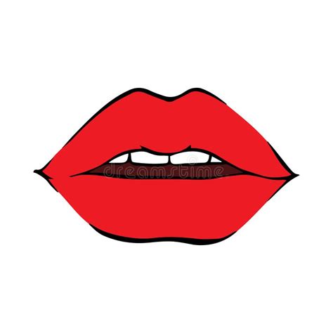 Lips Kiss Vector Patch Sticker Isolated On White Cool Red Kissed