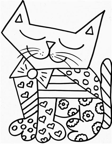 Desenho De Romero Britto Gato Feliz Para Colorir Tudodesenhos
