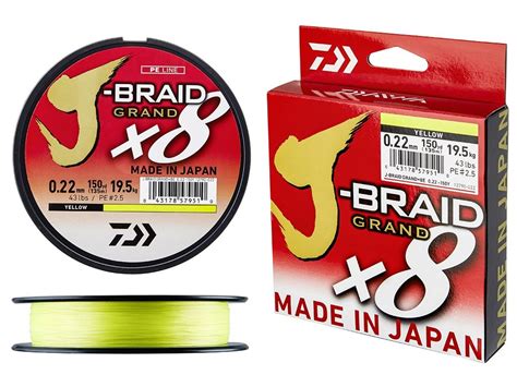 Шнур Daiwa J Braid GRAND X8 0 22MM 135M 150yd YELLOW купить по цене 1