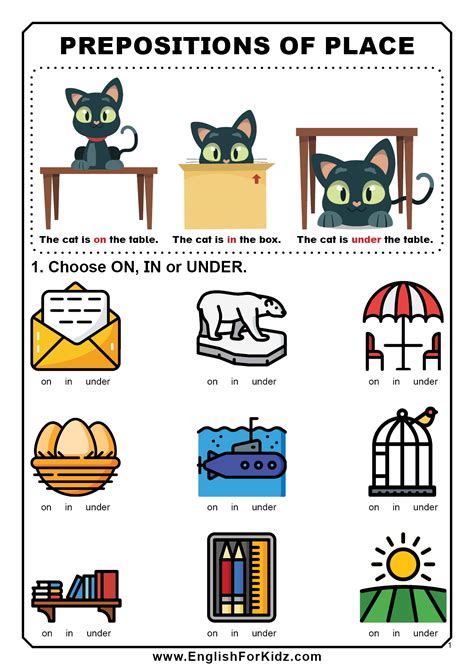 Prepositions Worksheet With Pictures
