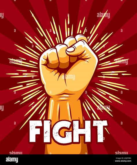 Emblem Of Rised Fist And Wording Fight Riot Revolution Protest Concept