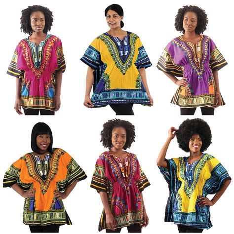 Set Of 6 Traditional Elastic Dashikis African Womens Clothing