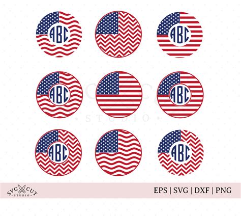 4th Of July American Flag Monogram Svg Files For Cricut And Silhouette