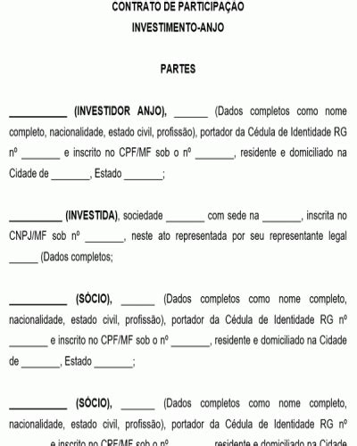 Modelo De Contrato De Participação Para Investimento Anjo
