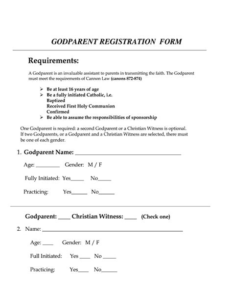 Godparent Form 2020 2021 Fill And Sign Printable Template Online Us