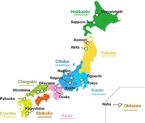 The japan rail map with over 4800 stations and 23000 km of rail freedom to explore. Map of 15 locations in nine regions of Japan. | Download Scientific Diagram