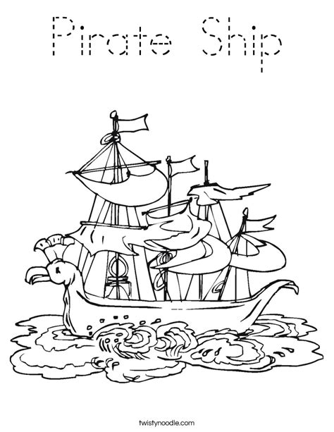 Pirate ship ride coloring page. Pirate Ship Coloring Page - Tracing - Twisty Noodle