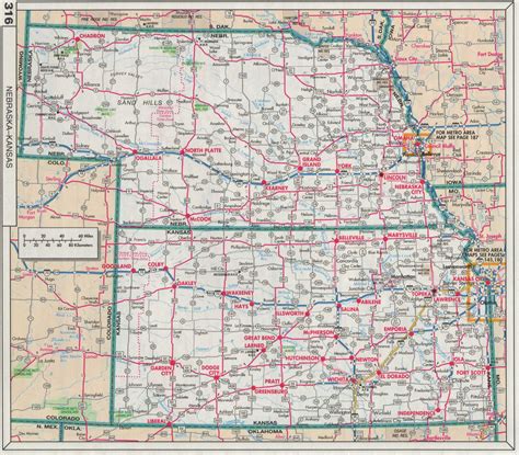 Road Map Of Kansas And Nebraska