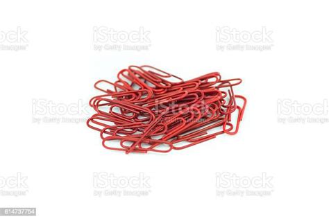 Red Paper Clips Isolated In White Background Stock Photo Download