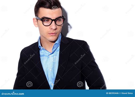 Side Portrait Of A Young Business Man Looking Away Stock Photo Image