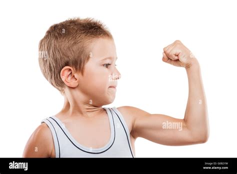 Little Boy Showing Muscle Hi Res Stock Photography And Images Alamy