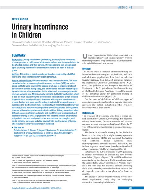 Pdf Urinary Incontinence In Children