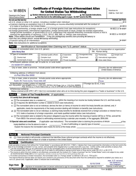 W 8 Ben Pdf Irs Tax Forms Withholding Tax