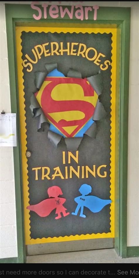 Great Dor Decor For Superhero Theme Superhero Classroom Decorations