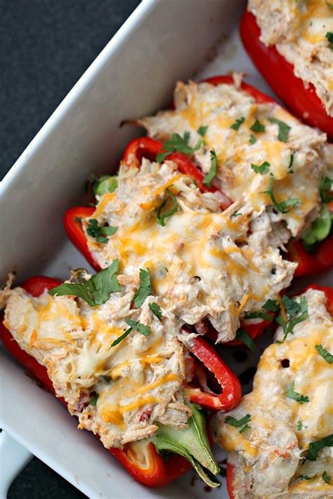 Low Carb Creamy Chicken Stuffed Peppers Tone And Tighten