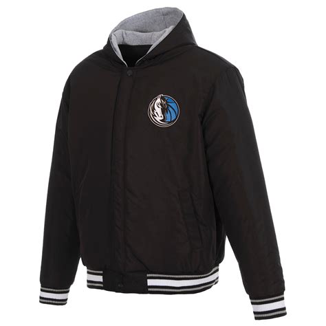 Dallas Mavericks Two Tone Reversible Fleece Hooded Jacket Blackgrey