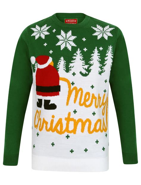 Christmas Jumper Men S Novelty Xmas Sweater Santa Elf Reindeer Funny Rude Beer Ebay