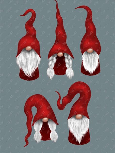 Scandinavian Gnome Clipart Christmas Gnomes Clipart Nordic Gnomes