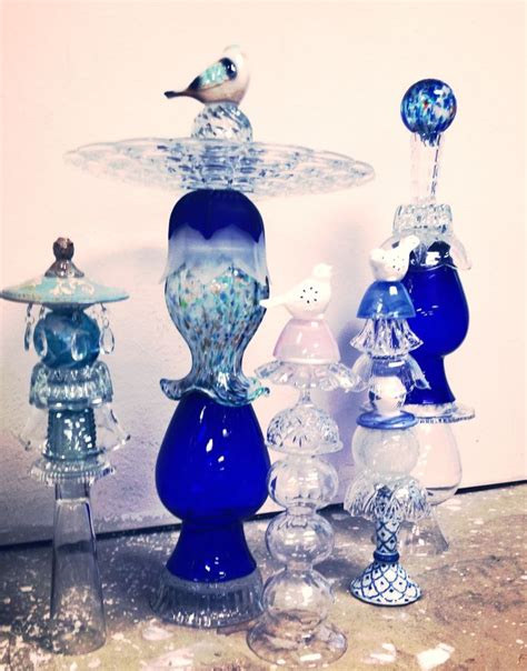 Glass Yard Art Totems From Repurposed Dishes Glass Garden Art