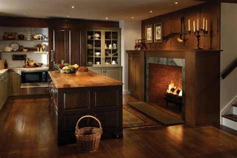 The Working Fireplace In The Stonehill Kitchen By Wood Mode Provides A