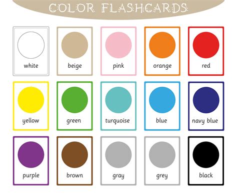 Color Flashcards For Kids Flash Cards Set For Preschool And