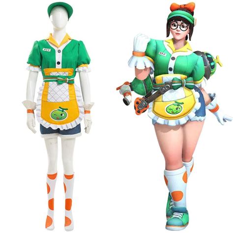 Free Shipping Ow Mei Cosplay Costume Honeydew Skin Outfit Overwatch