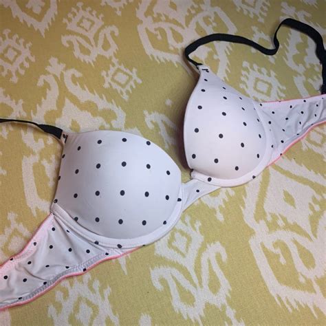 32b White And Black Polka Dot Victoria Secret Pink Push Up Bra With Underwire Its Great