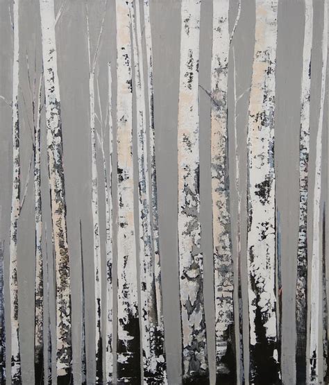 Anete Kalnina Black And White Original Abstract Birch Trees Painting