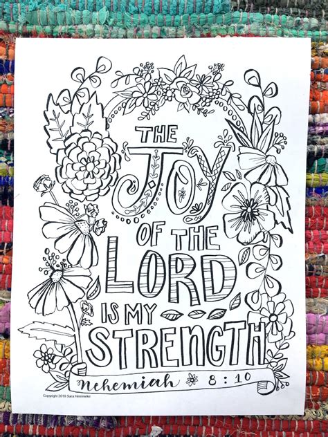 Coloring Page Bible Verse Joy Of The Lord Pdf Download Instant