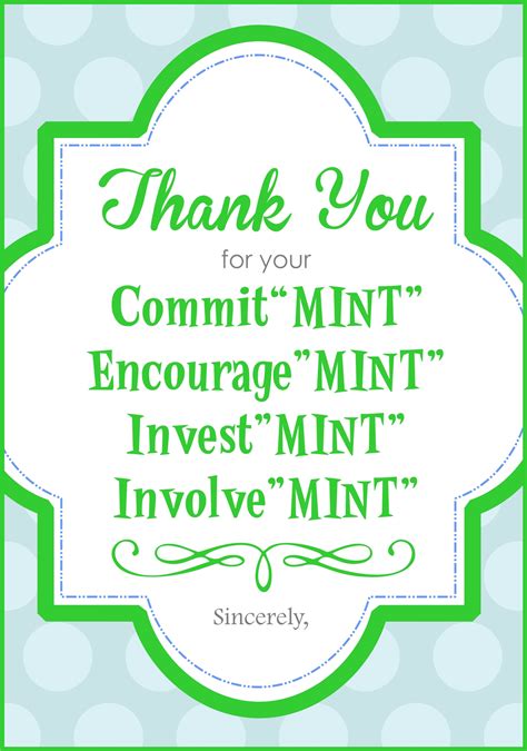 Thank You For Your Commit Mint Free Printable Templatesiesanfelipe