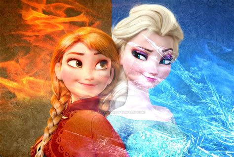Fire And Ice Anna And Elsa Disney Art Style Frozen Elsa And Anna