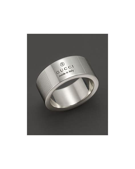 Gucci Sterling Silver Trademark Stripes Ring In Gray Lyst