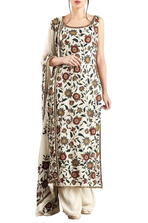 Buy Off White Chiffon Embroidered Palazzo Set By Nakul Sen At Aza Fashions Ethnic Outfits