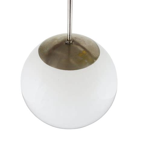 White Opaline Glass Globe Pendant Light 1970s 1437