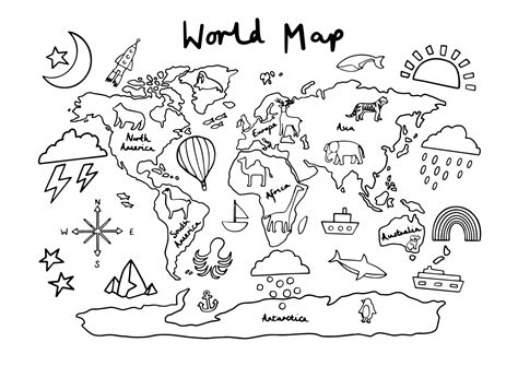 Basic World Map Coloring Pages Coloring Pages