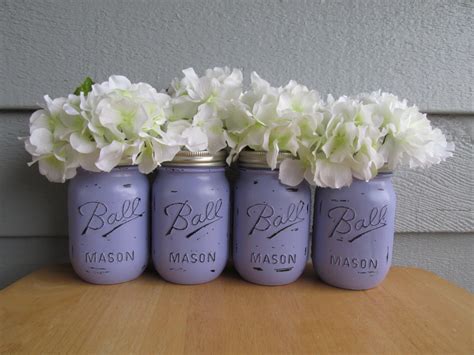 Painted And Distressed Ball Mason Jars Pale Pastel Light