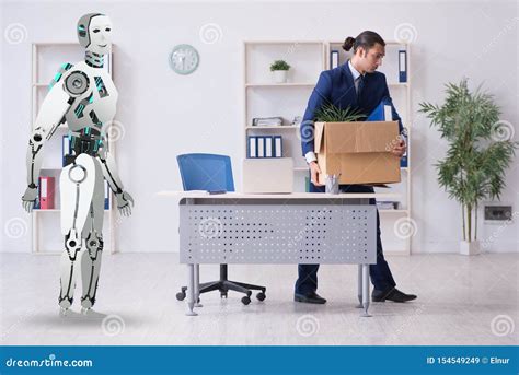 Concept Of Robots Replacing Humans In Offices Stock Image Image Of