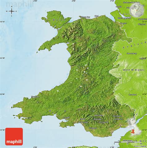 Satellite Map Of Wales Physical Outside