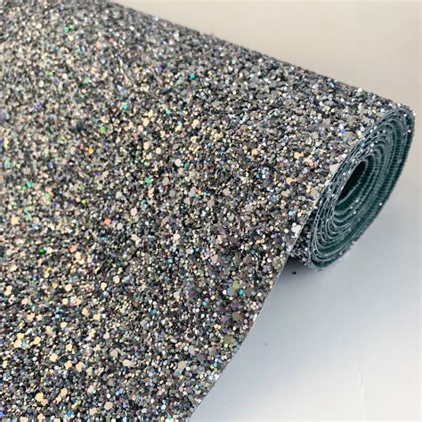Premium Chunky Glitter Fabric Holographic Silver