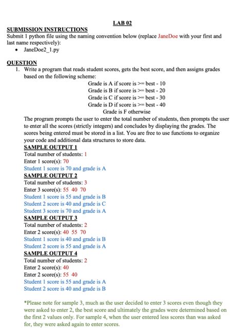 Solved Lab Submission Instructions Submit Python File Chegg Com