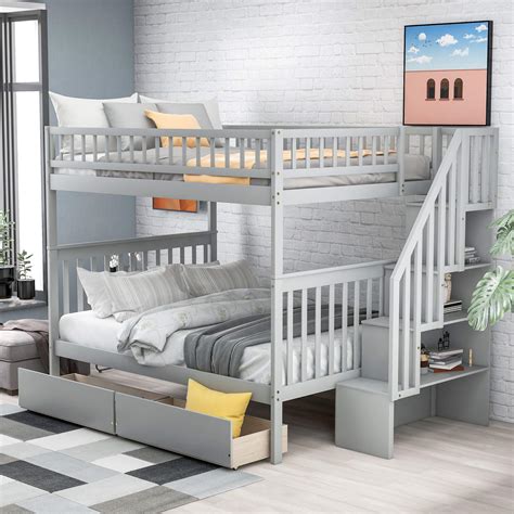 Buy Meritline Full Over Full Bunk Bed With Storage Drawersstackable
