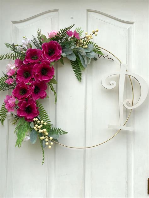Modern Wreath For Front Door Personalized Wreath Pink
